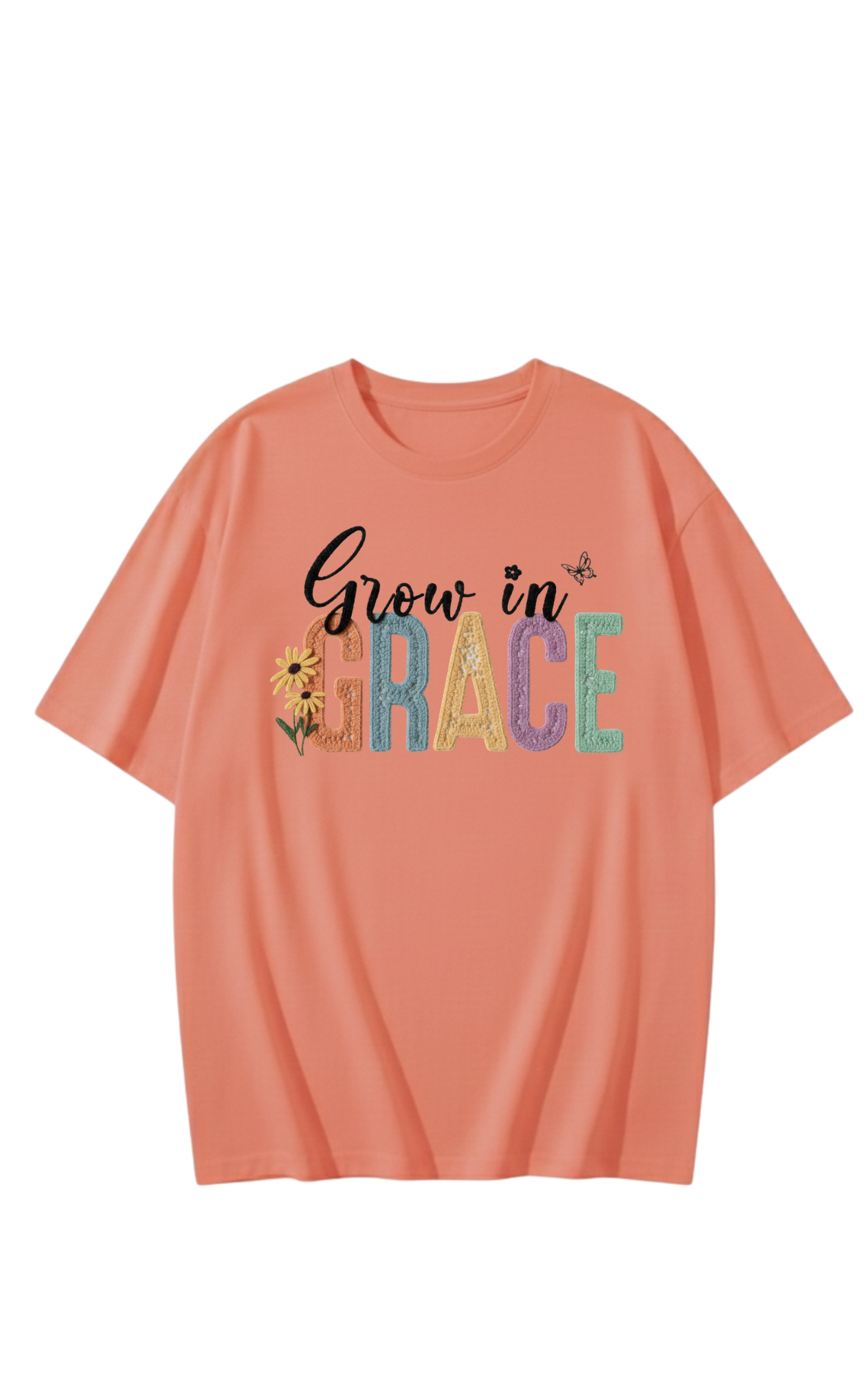 Grow in Grace T-Shirt - Soft Cotton Unisex Top - Aesthetic Floral Graphic Tee - Classic Fit Cotton Gift Tee - Premium Comfort Streetwear