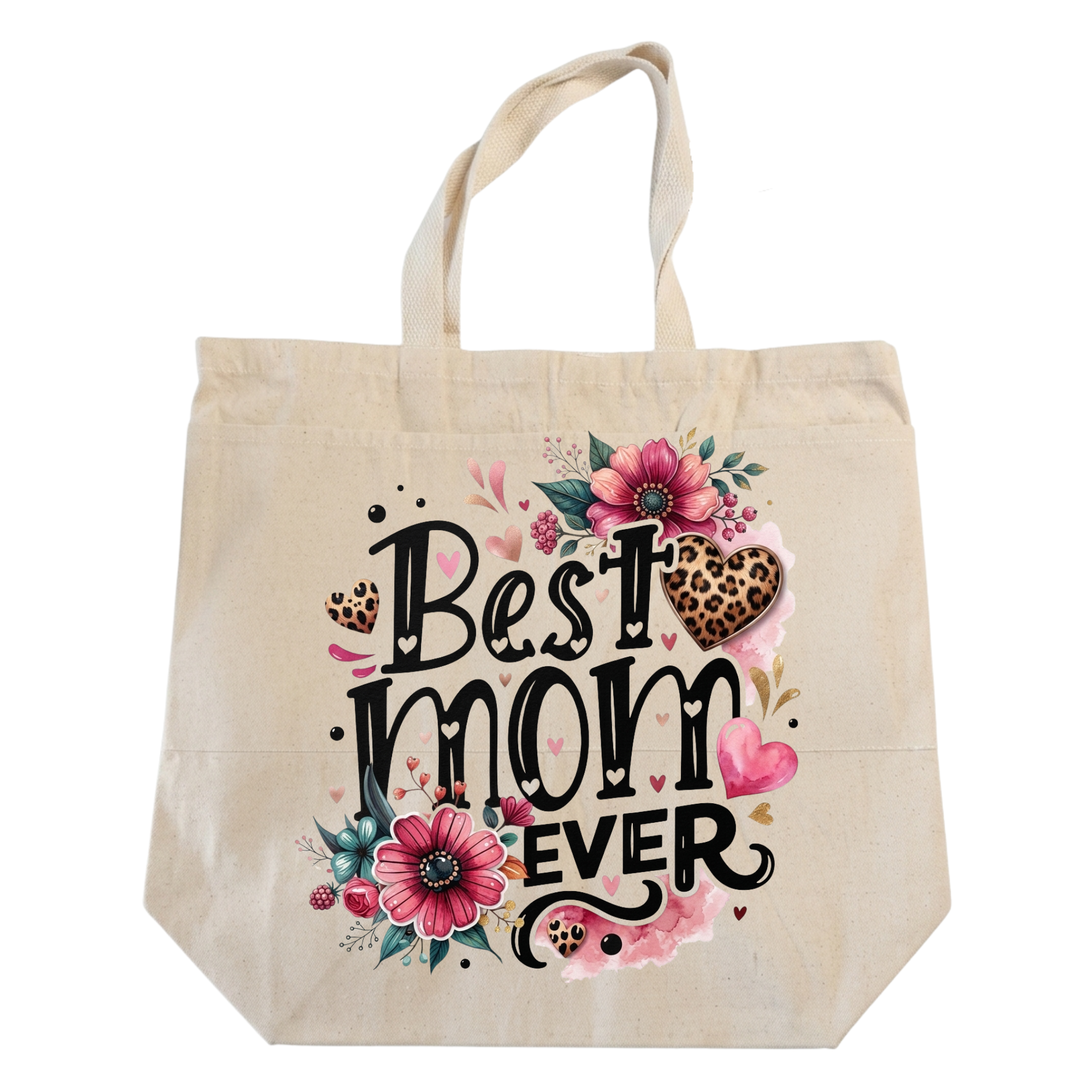 Best Mom Ever Gift Set - 3-Piece Premium Bundle: Canvas Tote Bag, Makeup Pouch & Butterfly Ceramic Mug