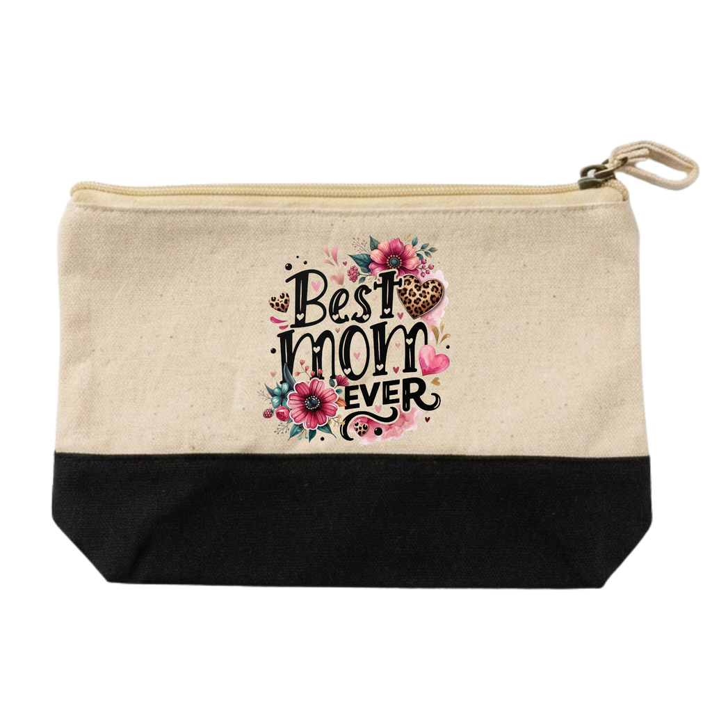 Best Mom Ever Gift Set - 3-Piece Premium Bundle: Canvas Tote Bag, Makeup Pouch & Butterfly Ceramic Mug