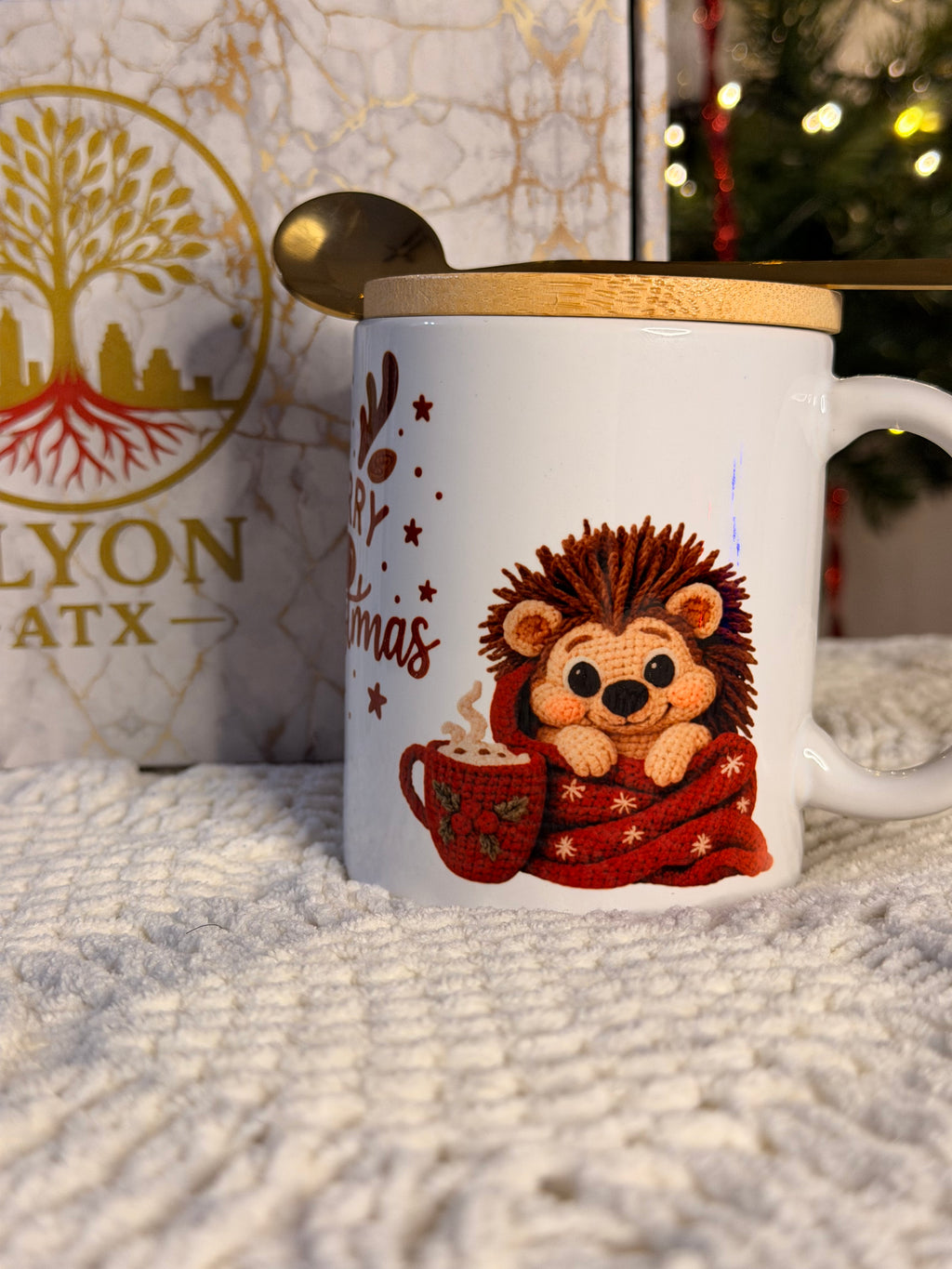Premium Christmas Mug Gift Set (11oz) w/ Bamboo Lid & Gold Spoon | Cozy Christian & Holiday Designs - ELYON ATX