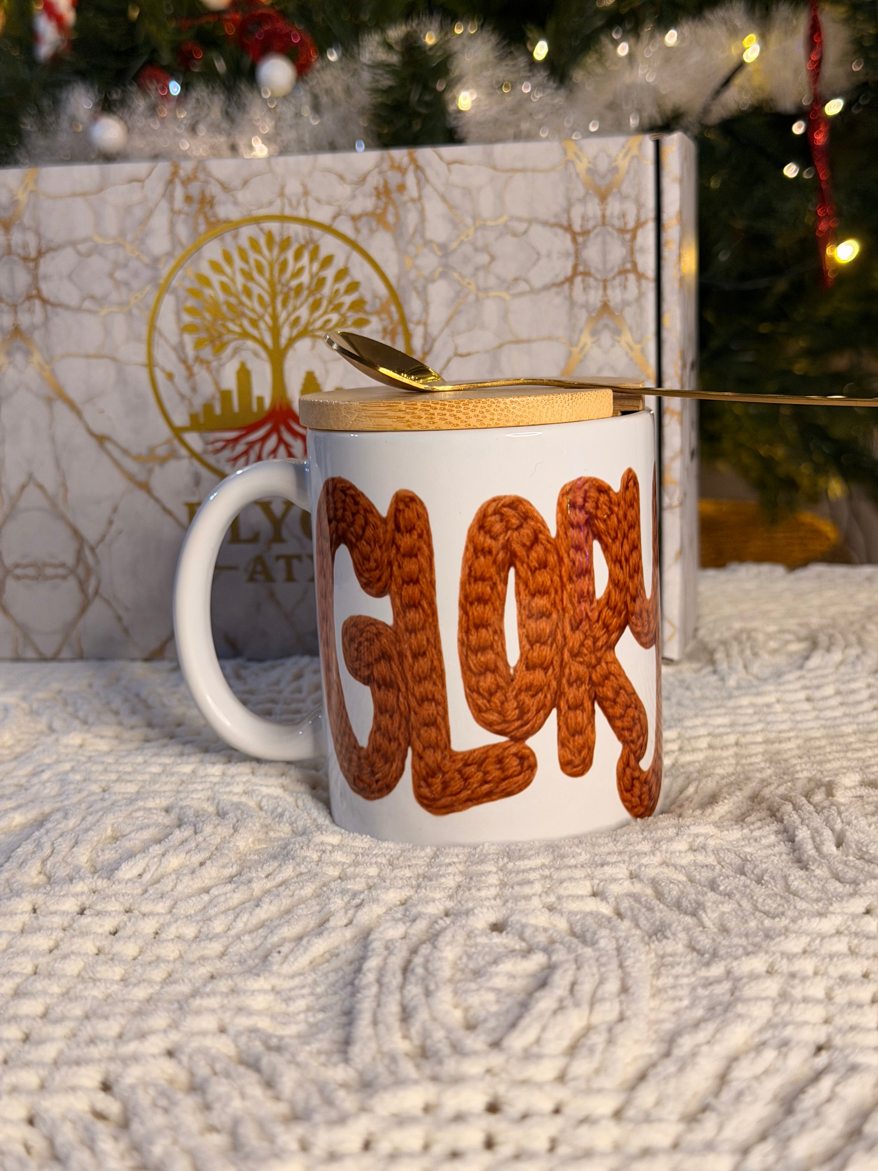 Premium Christmas Mug Gift Set (11oz) w/ Bamboo Lid & Gold Spoon | Cozy Christian & Holiday Designs - ELYON ATX