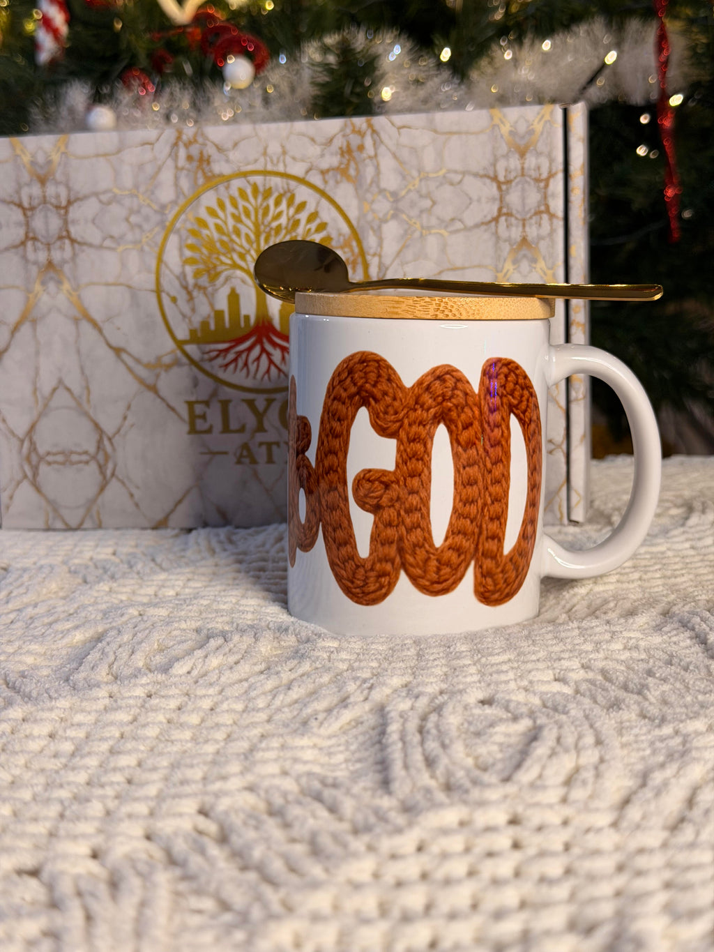 Premium Christmas Mug Gift Set (11oz) w/ Bamboo Lid & Gold Spoon | Cozy Christian & Holiday Designs - ELYON ATX
