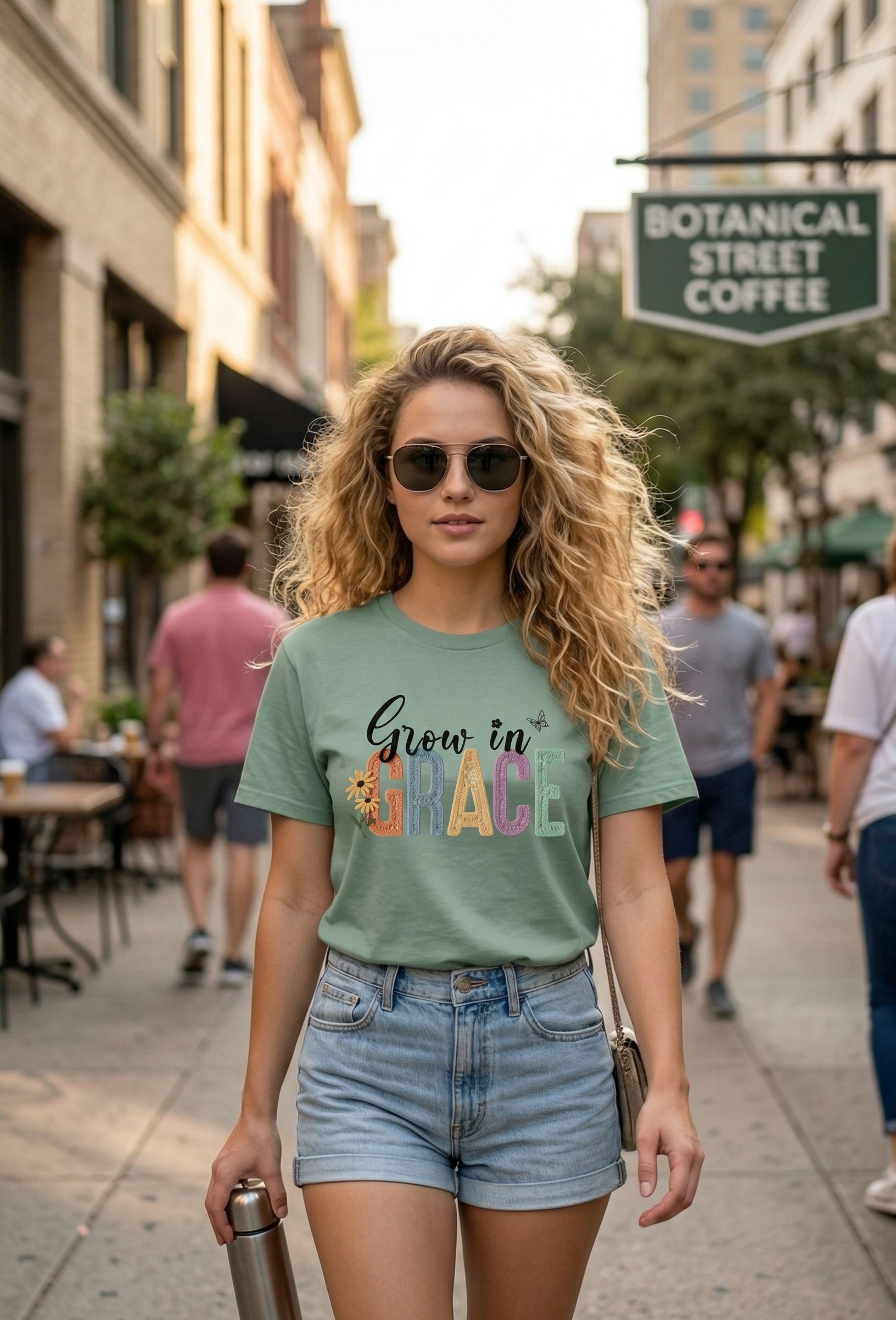 Grow in Grace T-Shirt - Soft Cotton Unisex Top - Aesthetic Floral Graphic Tee - Classic Fit Cotton Gift Tee - Premium Comfort Streetwear