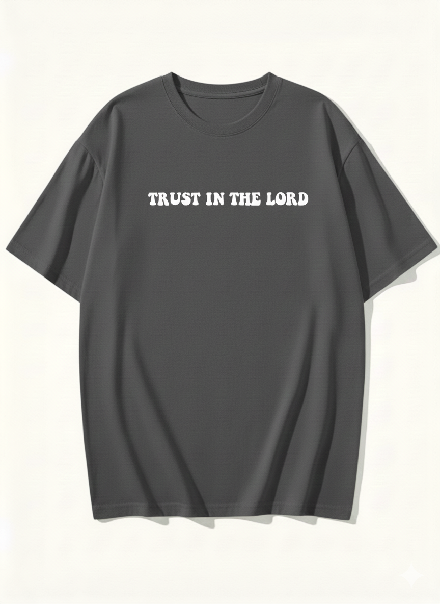 Trust In The Lord T-Shirt | Proverbs 3:5-6 Christian Shirt | Retro Faith Based Back Print Tee | Religious Gift for Men & Women | Bible Verse Top