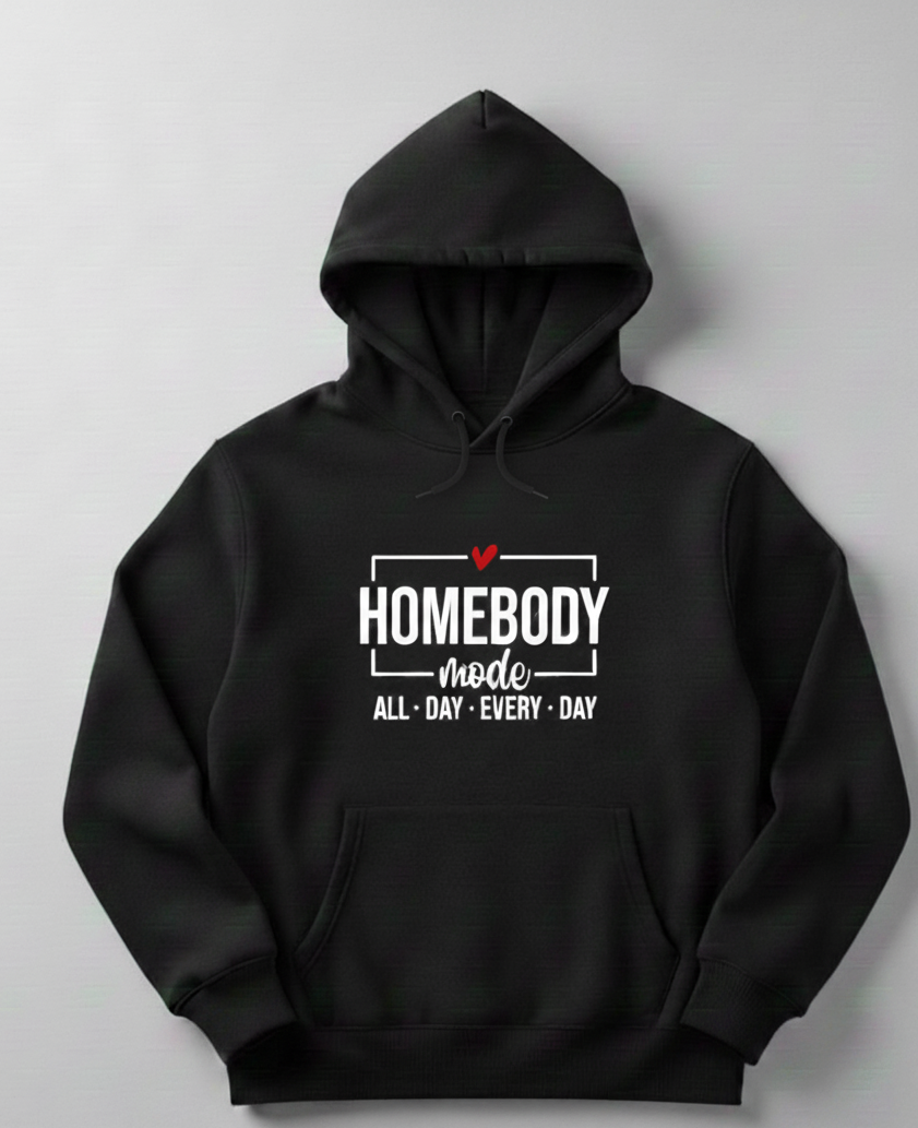 "HOMEBODY MODE" Cute Graphic Hoodie | Aesthetic Cozy Sweatshirt with Heart Design