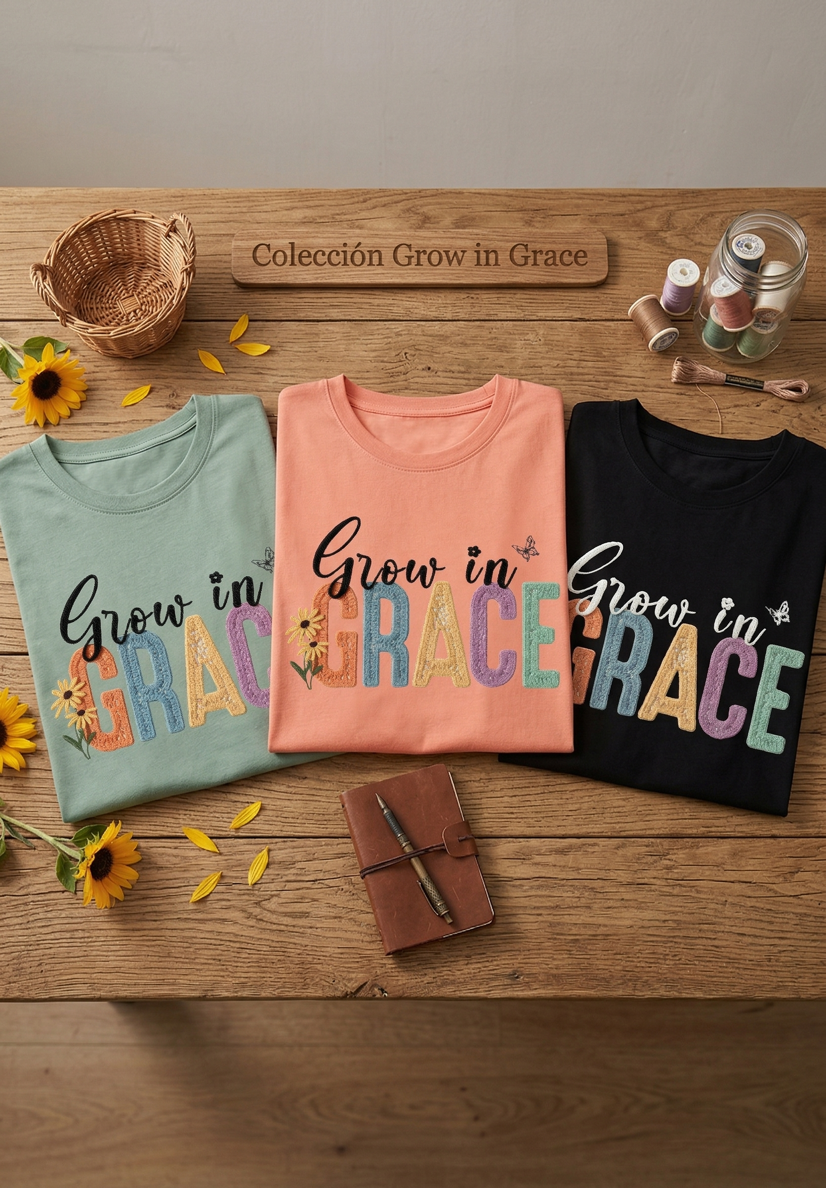 Grow in Grace T-Shirt - Soft Cotton Unisex Top - Aesthetic Floral Graphic Tee - Classic Fit Cotton Gift Tee - Premium Comfort Streetwear