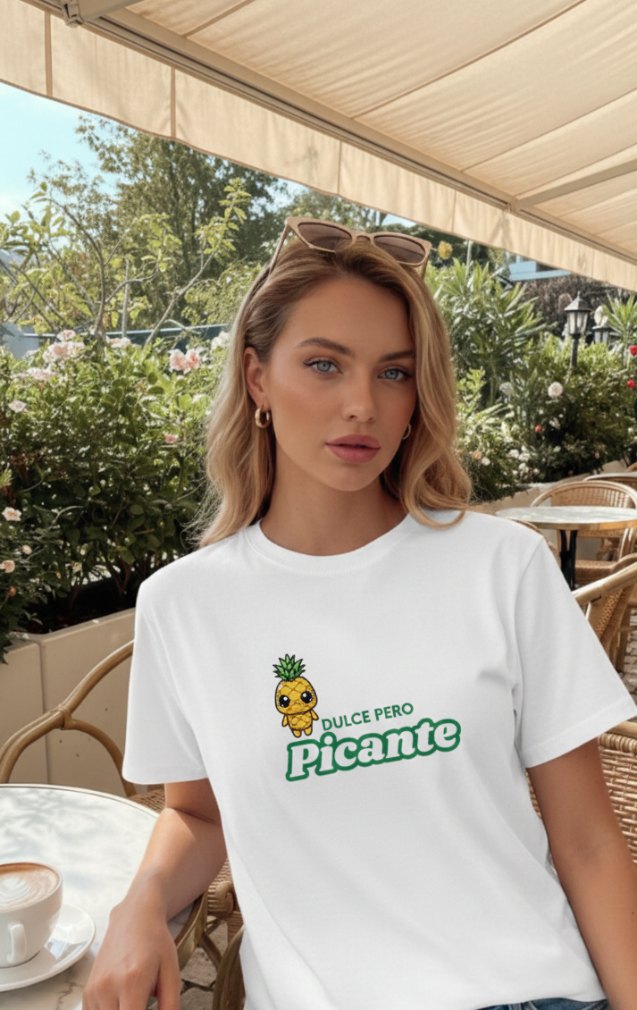 "Dulce Pero Picante" Graphic Tee - Cute Pineapple Unisex Streetwear T-Shirt Womenswear Tshirt Summer Casual Top