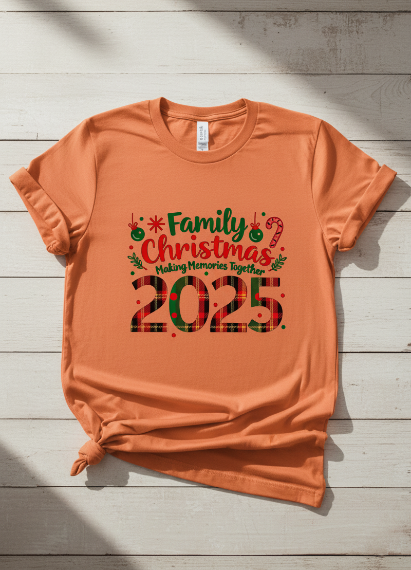 Family Christmas Matching T-Shirts 2025 Cute Plaid Holiday Xmas Tees for Mom Dad Kids Fun Family Photo Outfits