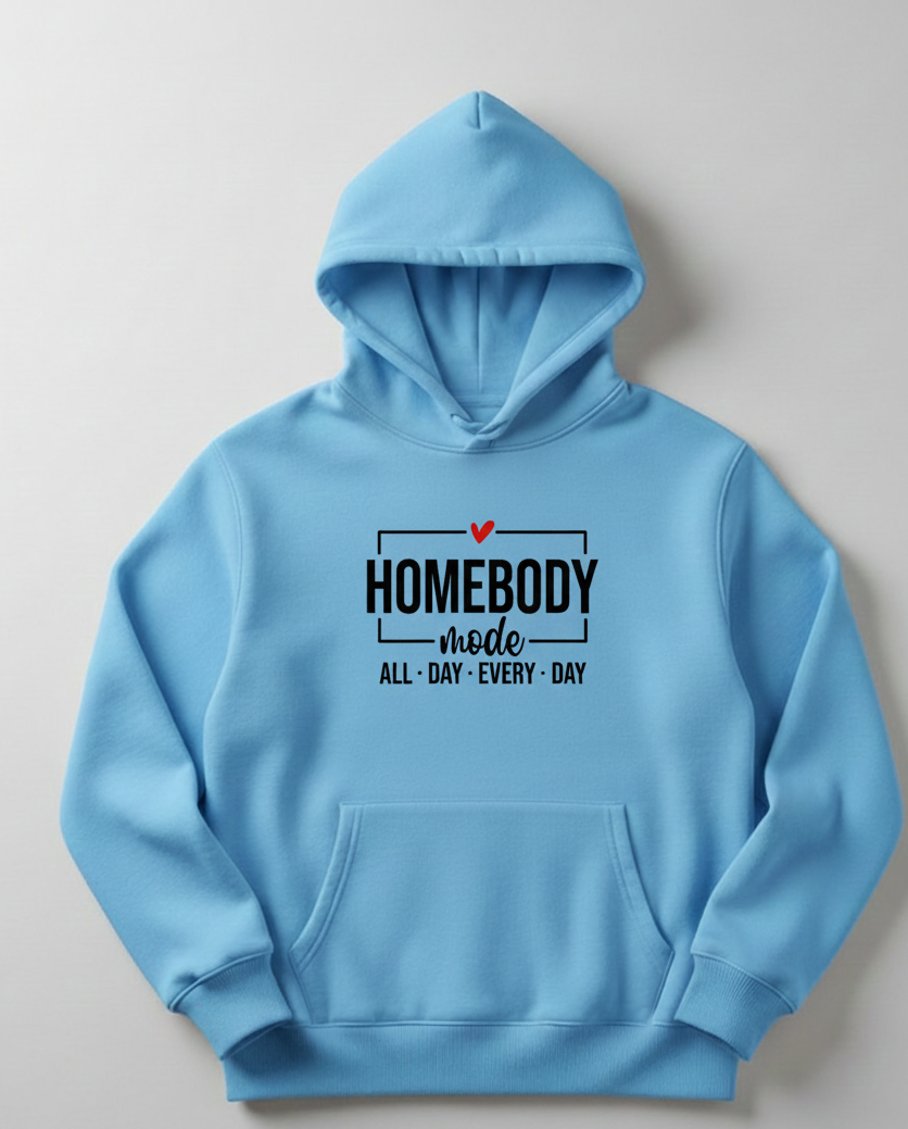 "HOMEBODY MODE" Cute Graphic Hoodie | Aesthetic Cozy Sweatshirt with Heart Design