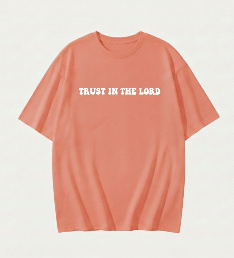 Trust In The Lord T-Shirt | Proverbs 3:5-6 Christian Shirt | Retro Faith Based Back Print Tee | Religious Gift for Men & Women | Bible Verse Top