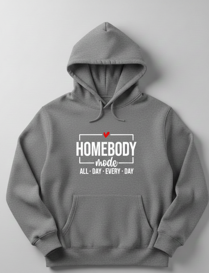 "HOMEBODY MODE" Cute Graphic Hoodie | Aesthetic Cozy Sweatshirt with Heart Design