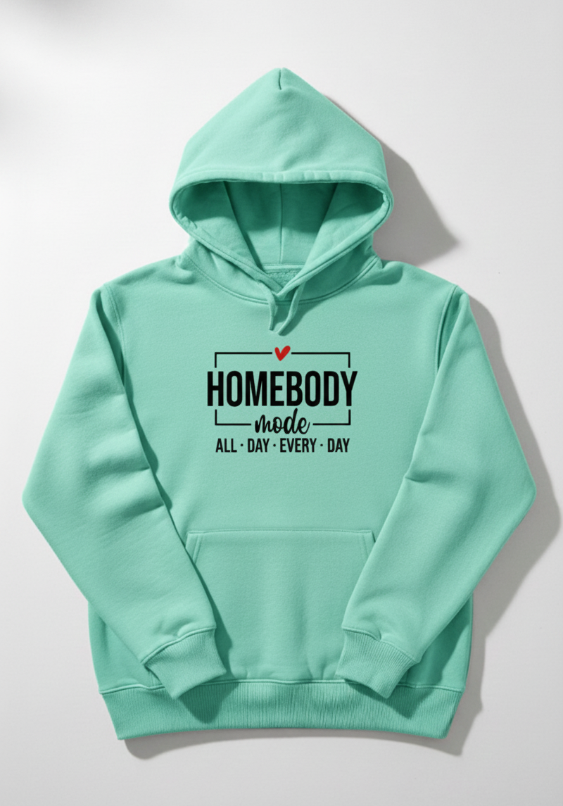 "HOMEBODY MODE" Cute Graphic Hoodie | Aesthetic Cozy Sweatshirt with Heart Design