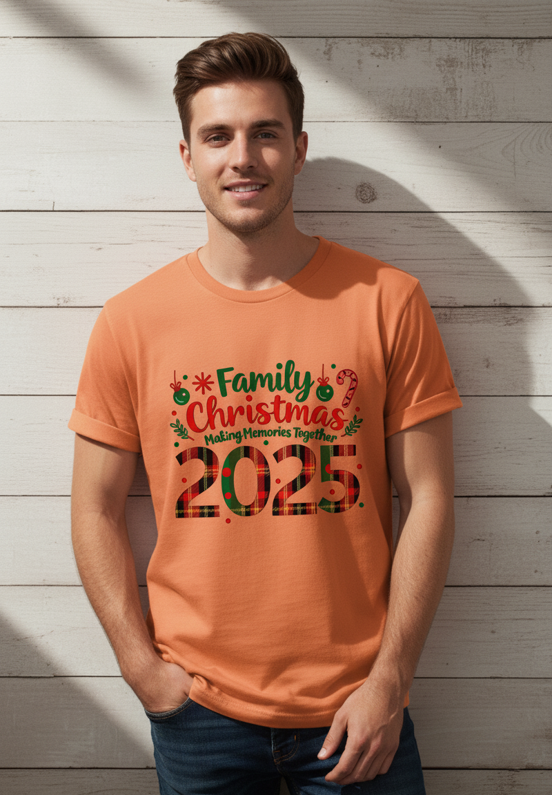 Family Christmas Matching T-Shirts 2025 Cute Plaid Holiday Xmas Tees for Mom Dad Kids Fun Family Photo Outfits
