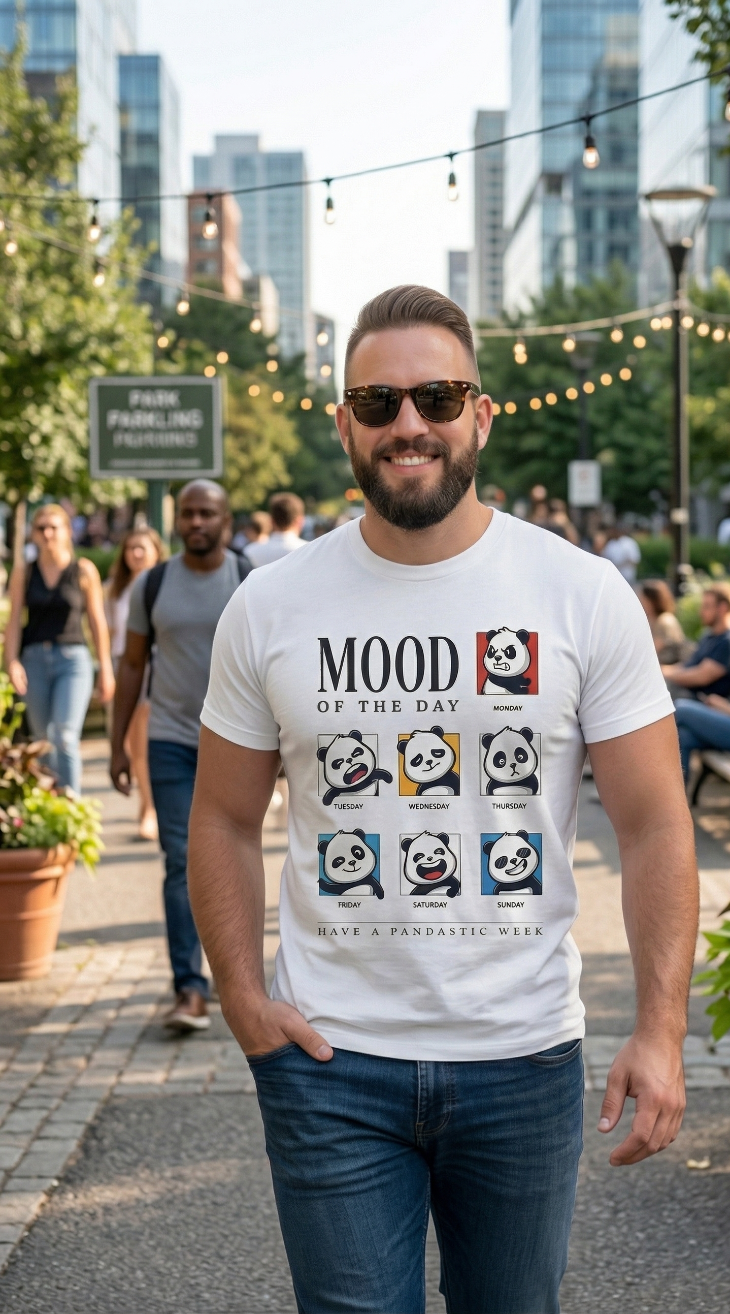Funny Panda Mood of the Day T-Shirt - Relatable Weekly Vibes Graphic Tee - Soft Cotton Unisex Shirt - Perfect Gift shirts men y2k retro