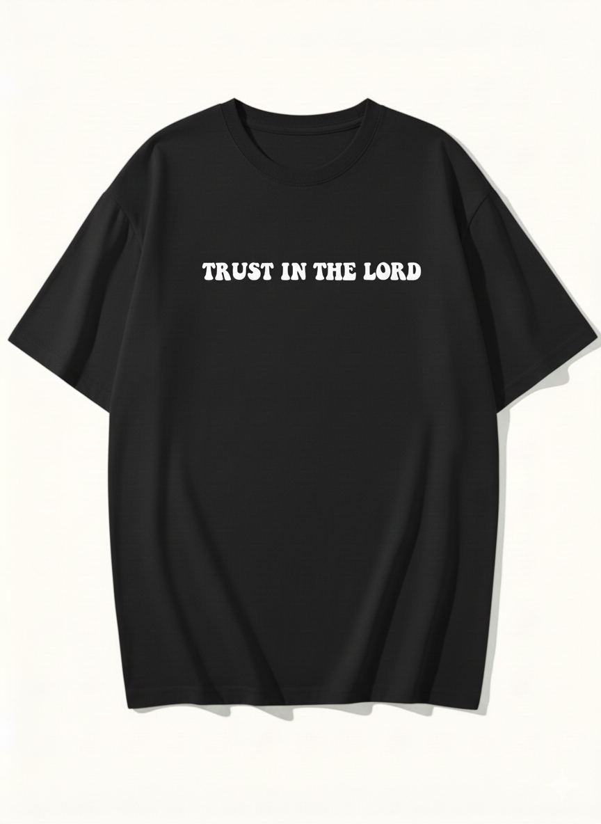 Trust In The Lord T-Shirt | Proverbs 3:5-6 Christian Shirt | Retro Faith Based Back Print Tee | Religious Gift for Men & Women | Bible Verse Top