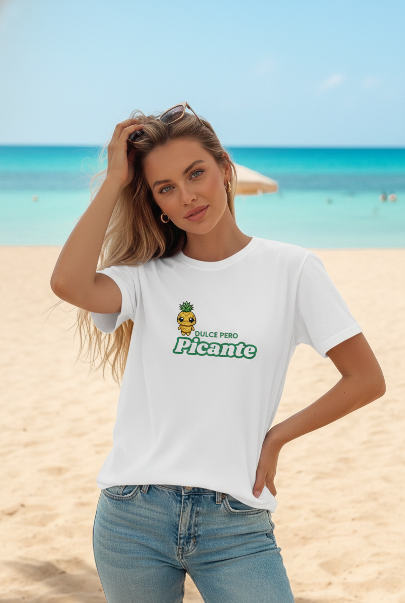 "Dulce Pero Picante" Graphic Tee - Cute Pineapple Unisex Streetwear T-Shirt Womenswear Tshirt Summer Casual Top