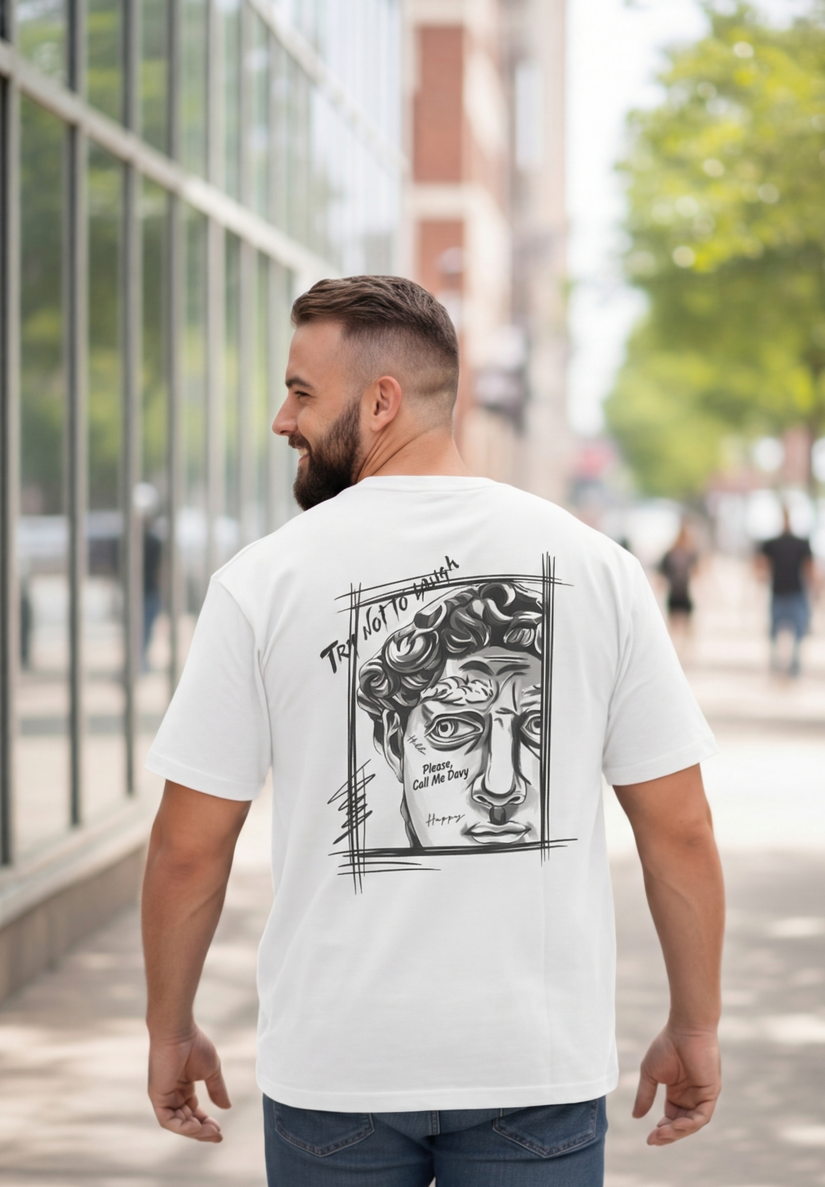 Davy Statue Graphic Tee | Vintage Y2K Aesthetic Streetwear | Heavy Cotton T-Shirt | Premium Oversized Good Graphic Tees for Men & Women