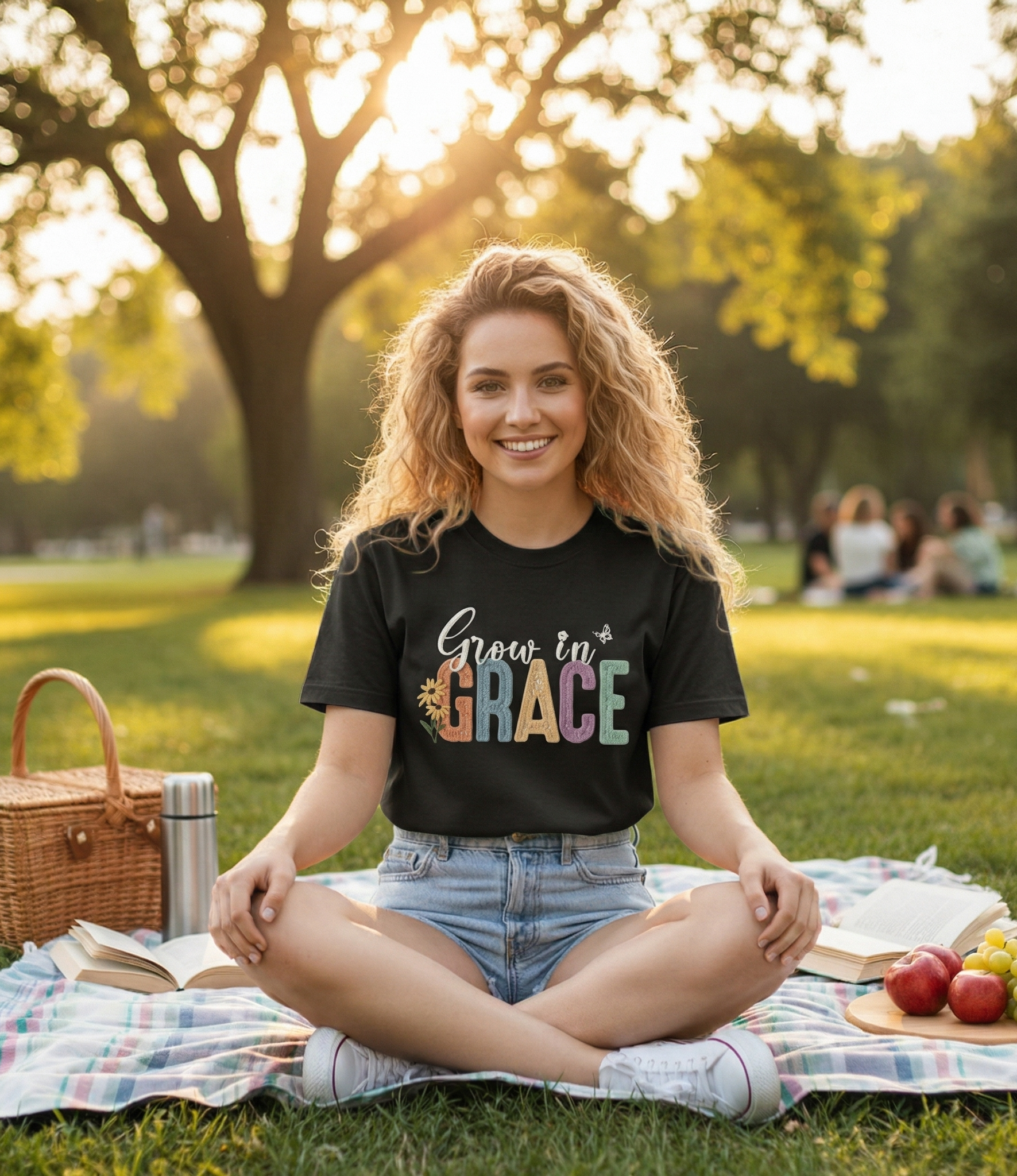Grow in Grace T-Shirt - Soft Cotton Unisex Top - Aesthetic Floral Graphic Tee - Classic Fit Cotton Gift Tee - Premium Comfort Streetwear