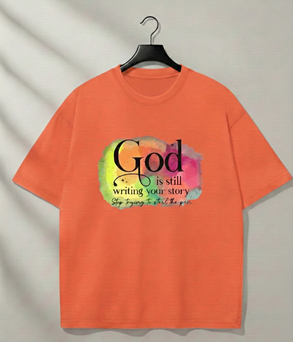 God Is Still Writing Your Story Christian T-Shirt Inspirational Faith Watercolor Graphic Tee for Men & Women Religious Encouragement Gift