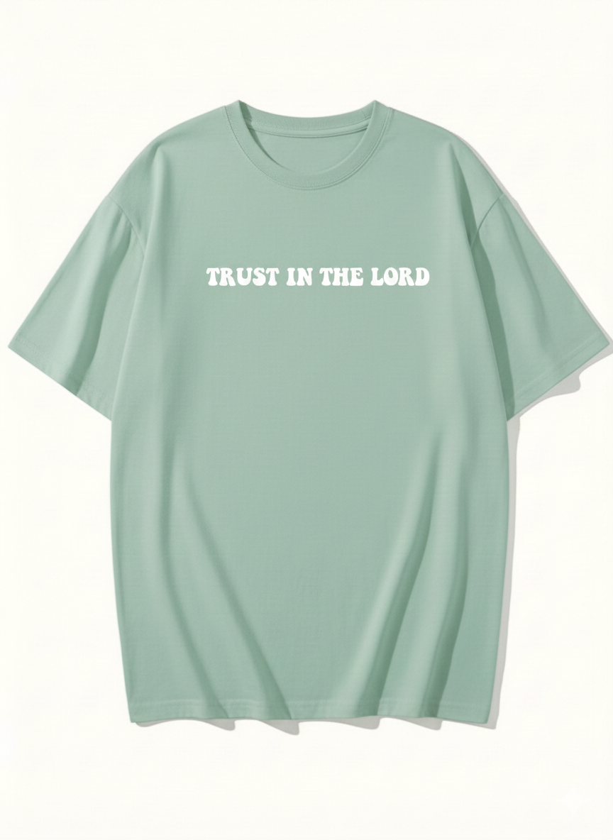 Trust In The Lord T-Shirt | Proverbs 3:5-6 Christian Shirt | Retro Faith Based Back Print Tee | Religious Gift for Men & Women | Bible Verse Top