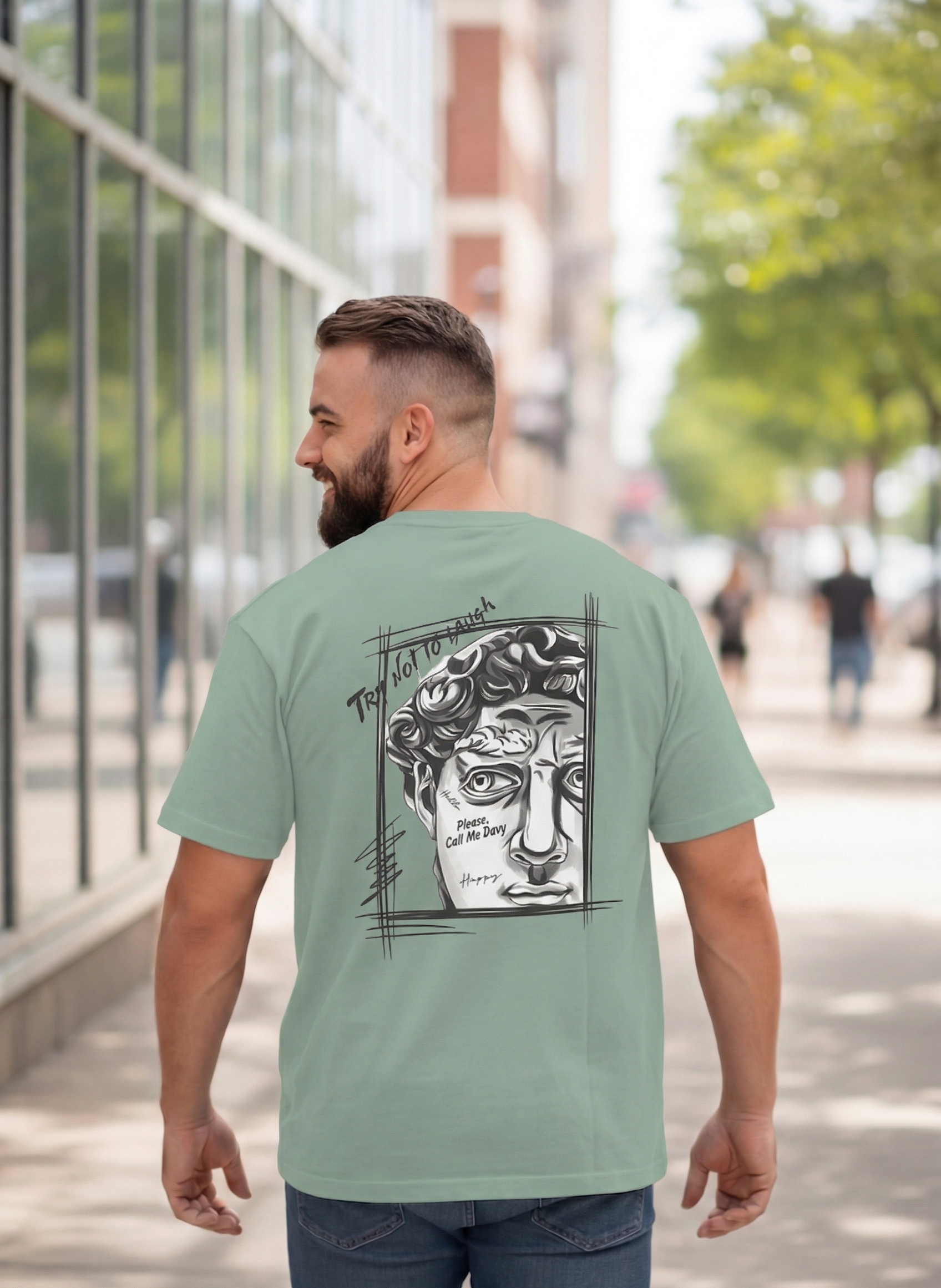 Davy Statue Graphic Tee | Vintage Y2K Aesthetic Streetwear | Heavy Cotton T-Shirt | Premium Oversized Good Graphic Tees for Men & Women