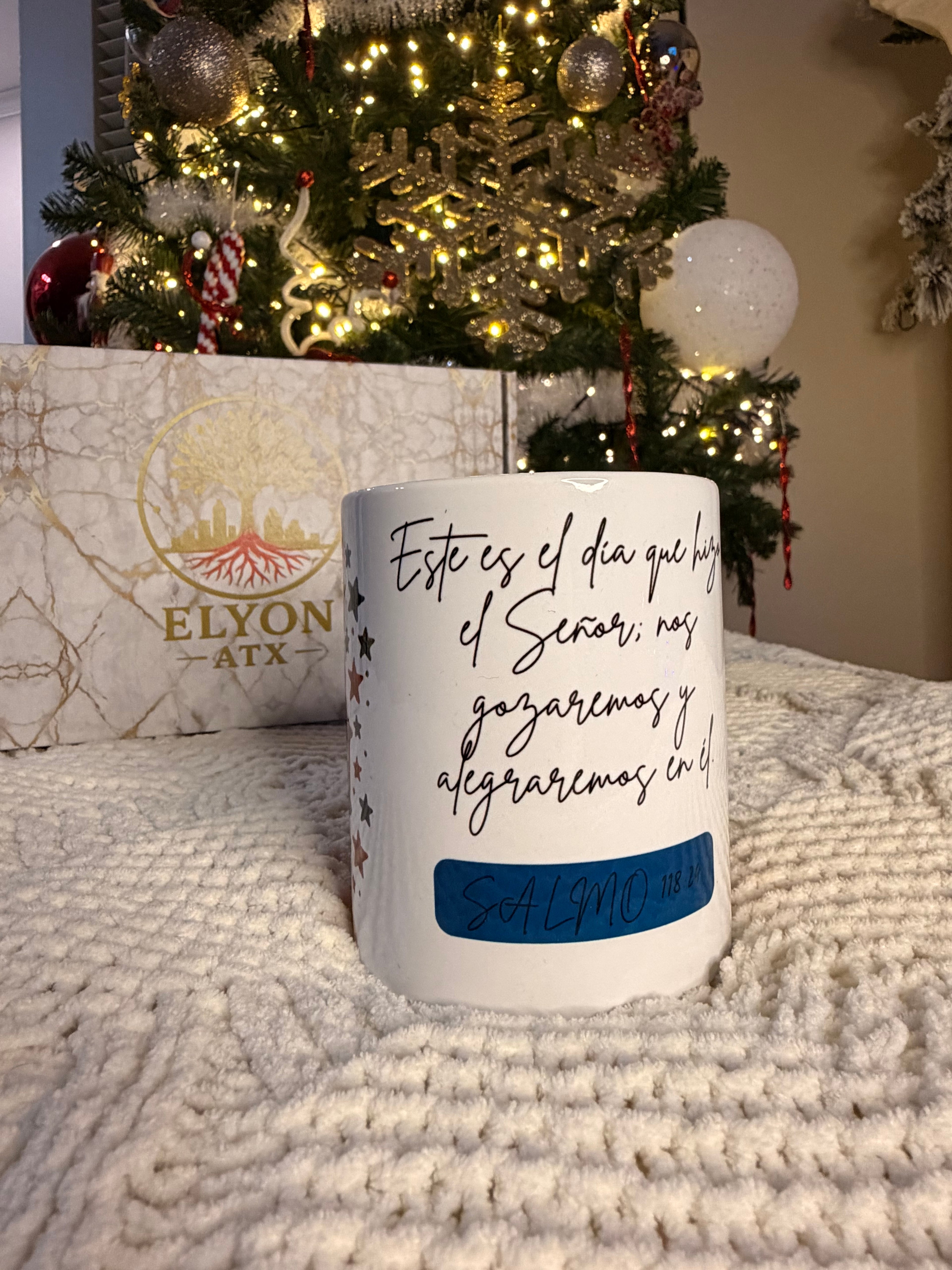 Premium Christmas Mug Gift Set (11oz) w/ Bamboo Lid & Gold Spoon | Cozy Christian & Holiday Designs - ELYON ATX