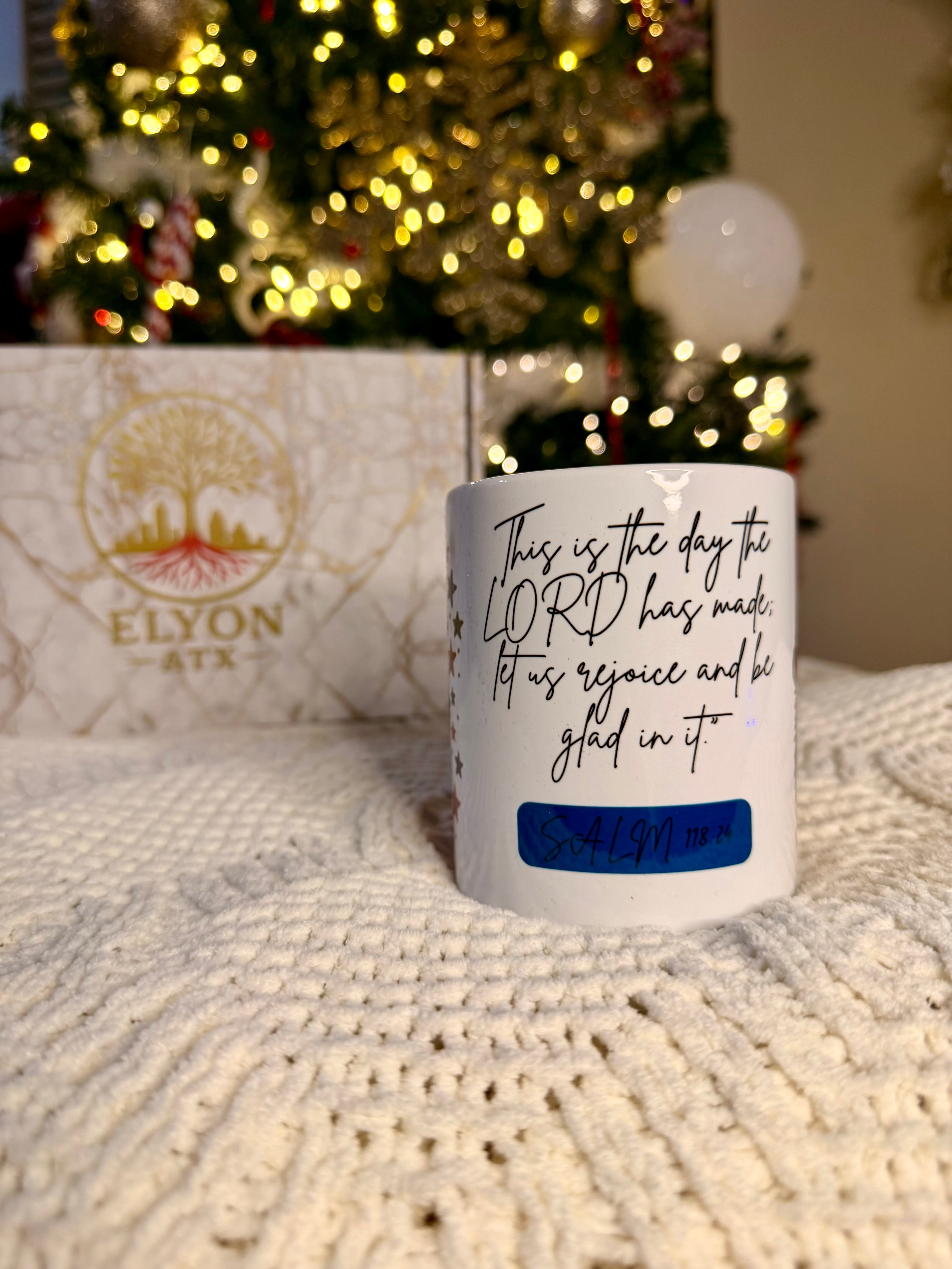 Premium Christmas Mug Gift Set (11oz) w/ Bamboo Lid & Gold Spoon | Cozy Christian & Holiday Designs - ELYON ATX