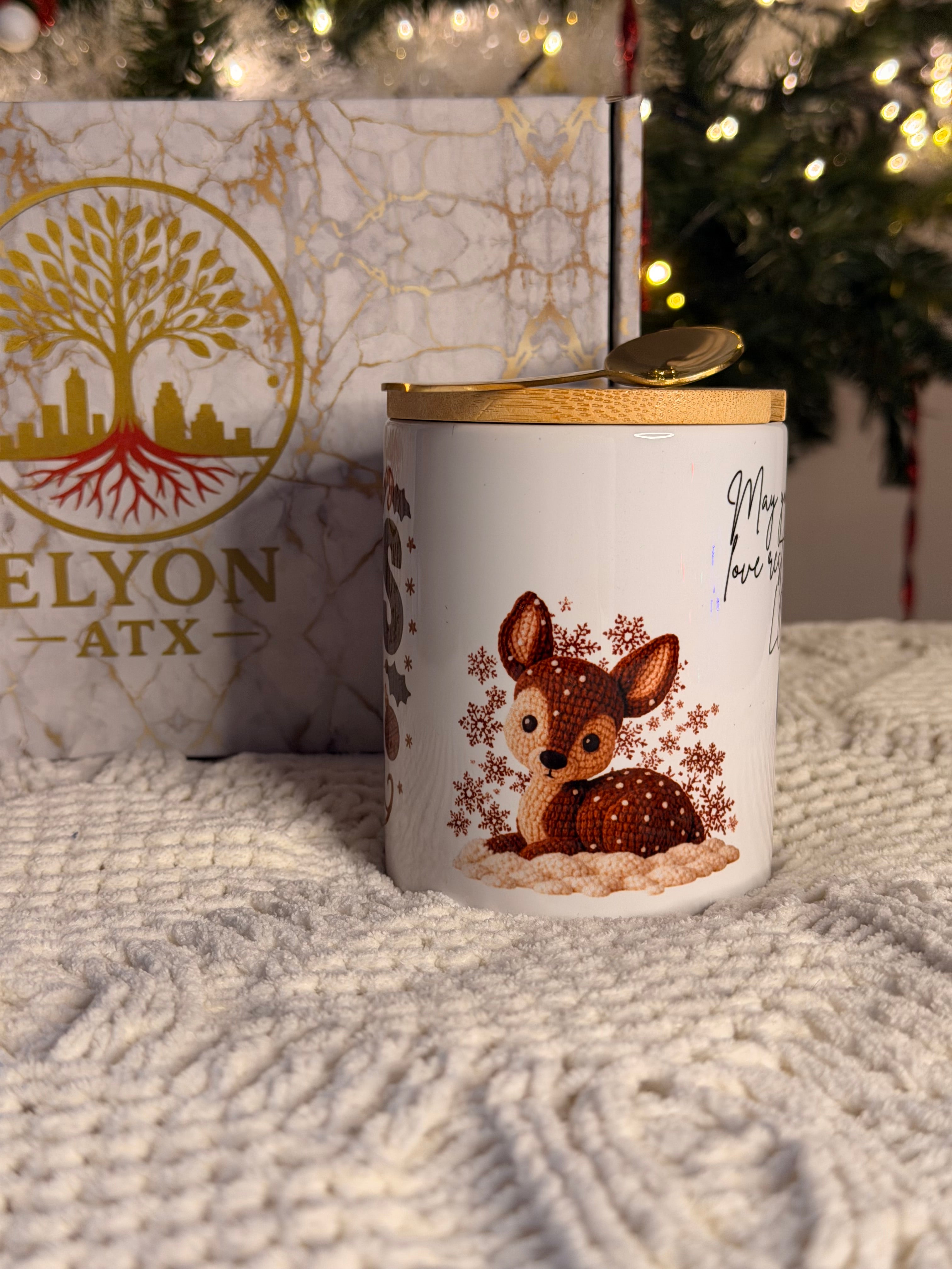 Premium Christmas Mug Gift Set (11oz) w/ Bamboo Lid & Gold Spoon | Cozy Christian & Holiday Designs - ELYON ATX