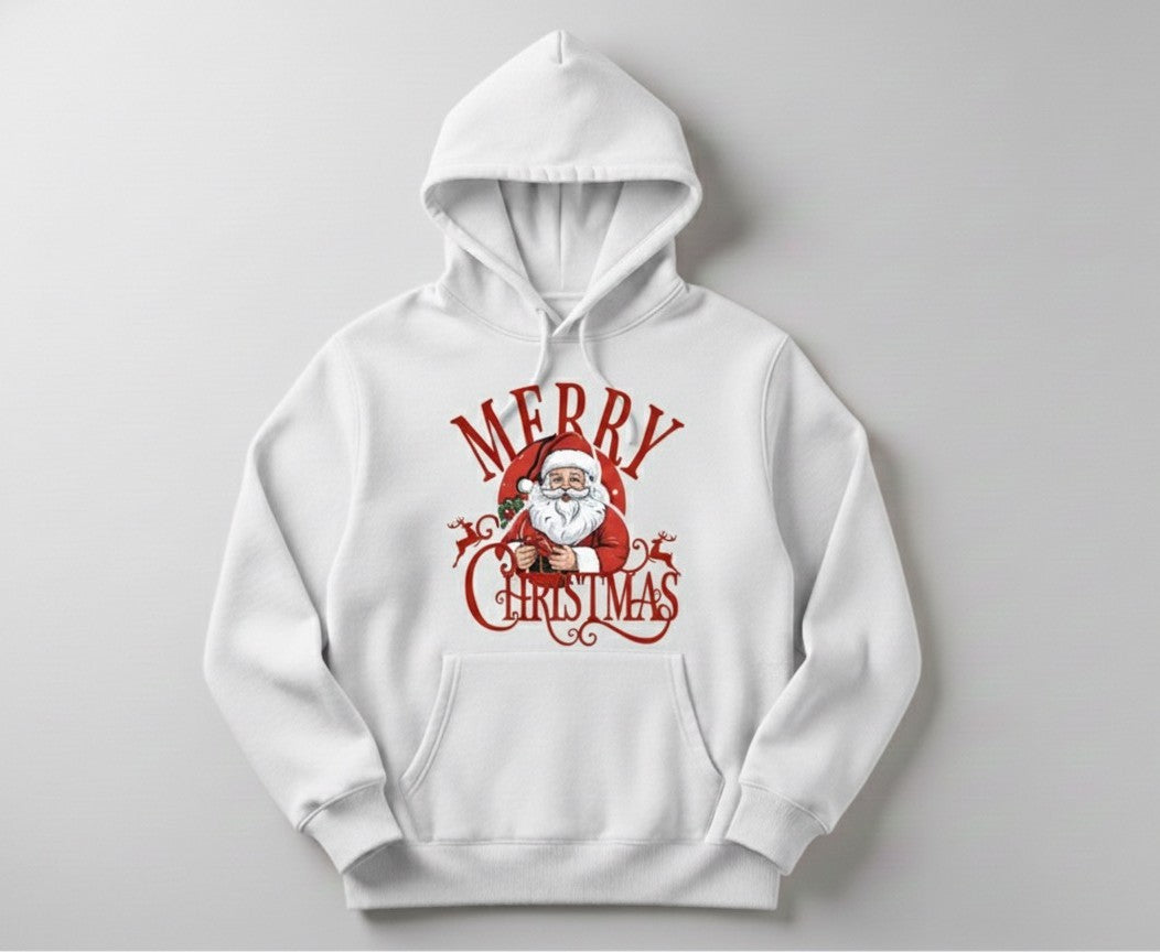 Merry Christmas Santa Hoodie | Unisex Holiday Pullover Sweatshirt
