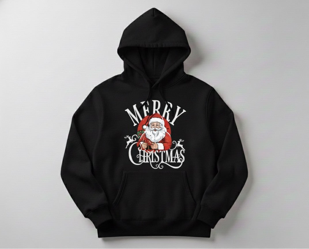 Merry Christmas Santa Hoodie | Unisex Holiday Pullover Sweatshirt