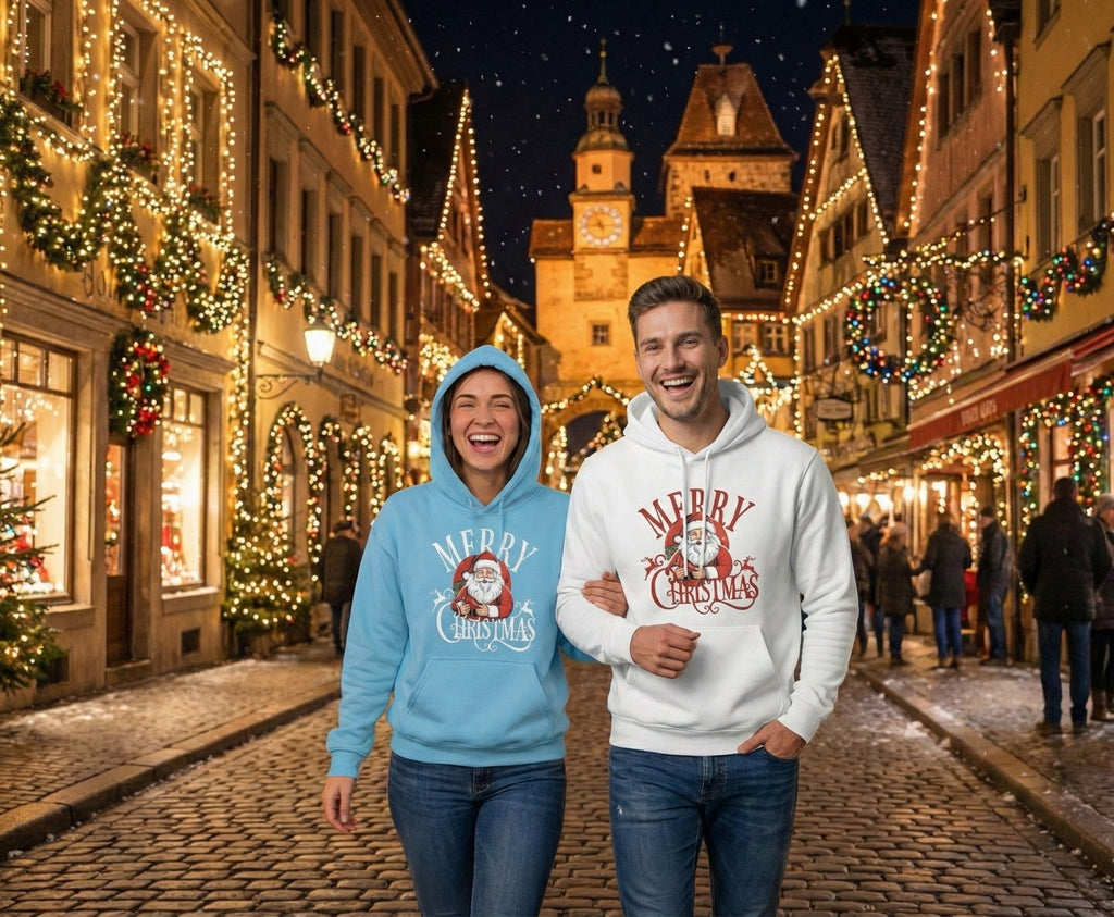Merry Christmas Santa Hoodie | Unisex Holiday Pullover Sweatshirt