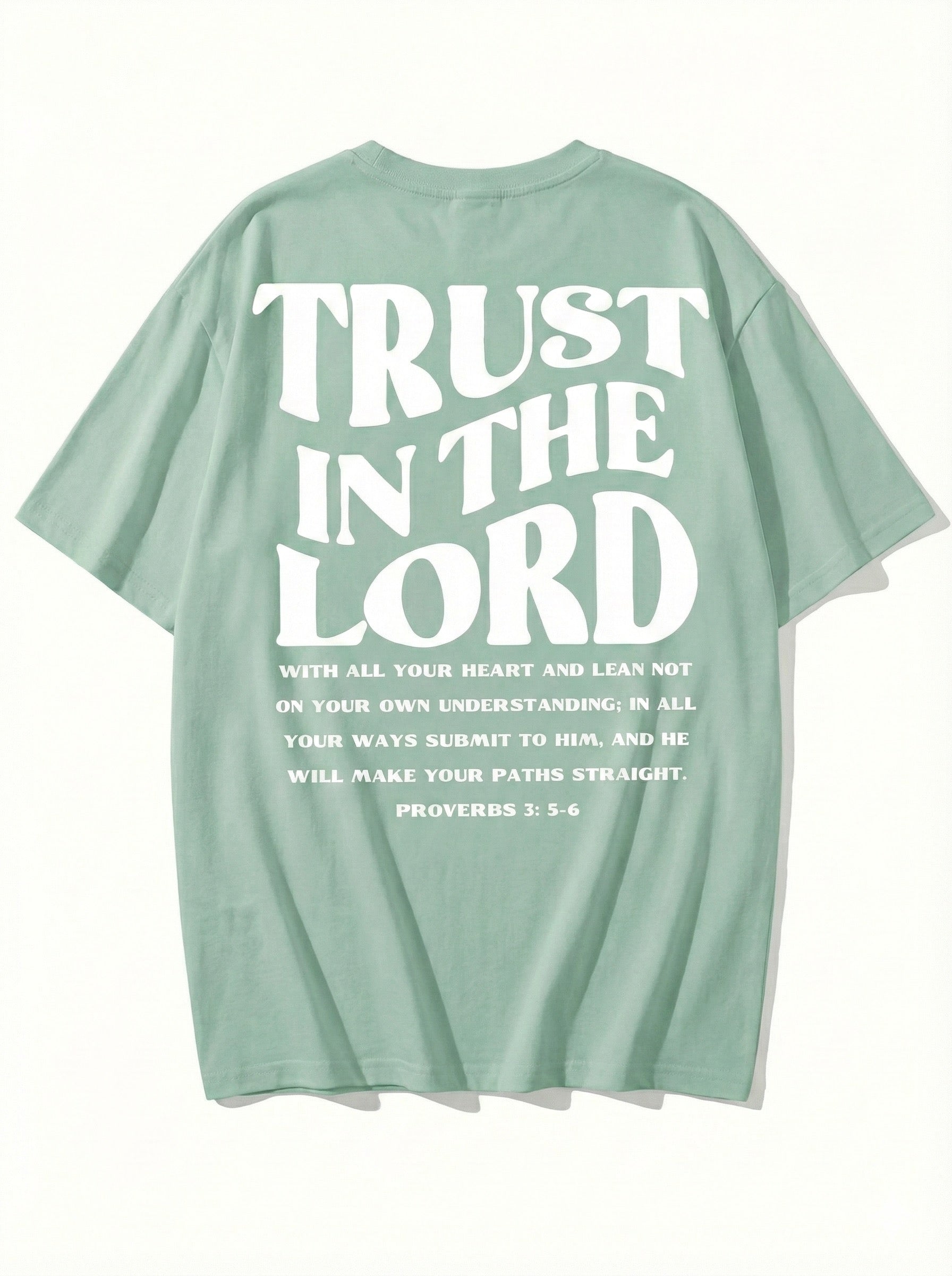 Trust In The Lord T-Shirt | Proverbs 3:5-6 Christian Shirt | Retro Faith Based Back Print Tee | Religious Gift for Men & Women | Bible Verse Top