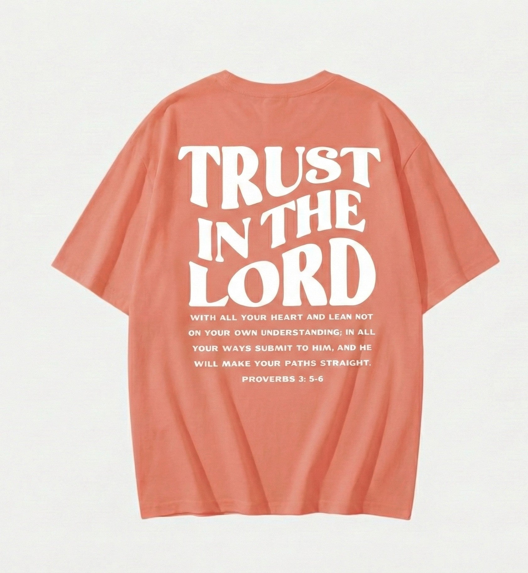 Trust In The Lord T-Shirt | Proverbs 3:5-6 Christian Shirt | Retro Faith Based Back Print Tee | Religious Gift for Men & Women | Bible Verse Top