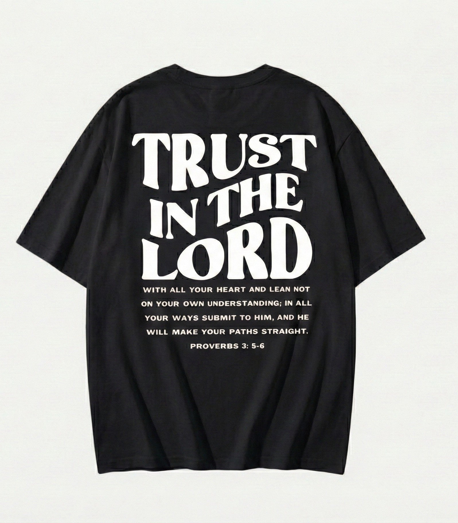Trust In The Lord T-Shirt | Proverbs 3:5-6 Christian Shirt | Retro Faith Based Back Print Tee | Religious Gift for Men & Women | Bible Verse Top