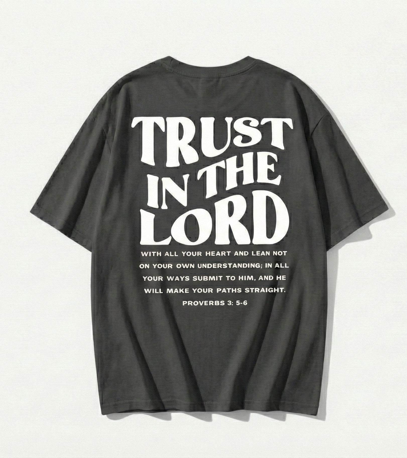Trust In The Lord T-Shirt | Proverbs 3:5-6 Christian Shirt | Retro Faith Based Back Print Tee | Religious Gift for Men & Women | Bible Verse Top