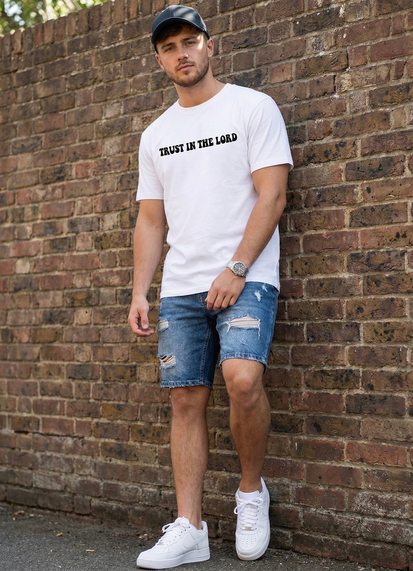 Trust In The Lord T-Shirt | Proverbs 3:5-6 Christian Shirt | Retro Faith Based Back Print Tee | Religious Gift for Men & Women | Bible Verse Top