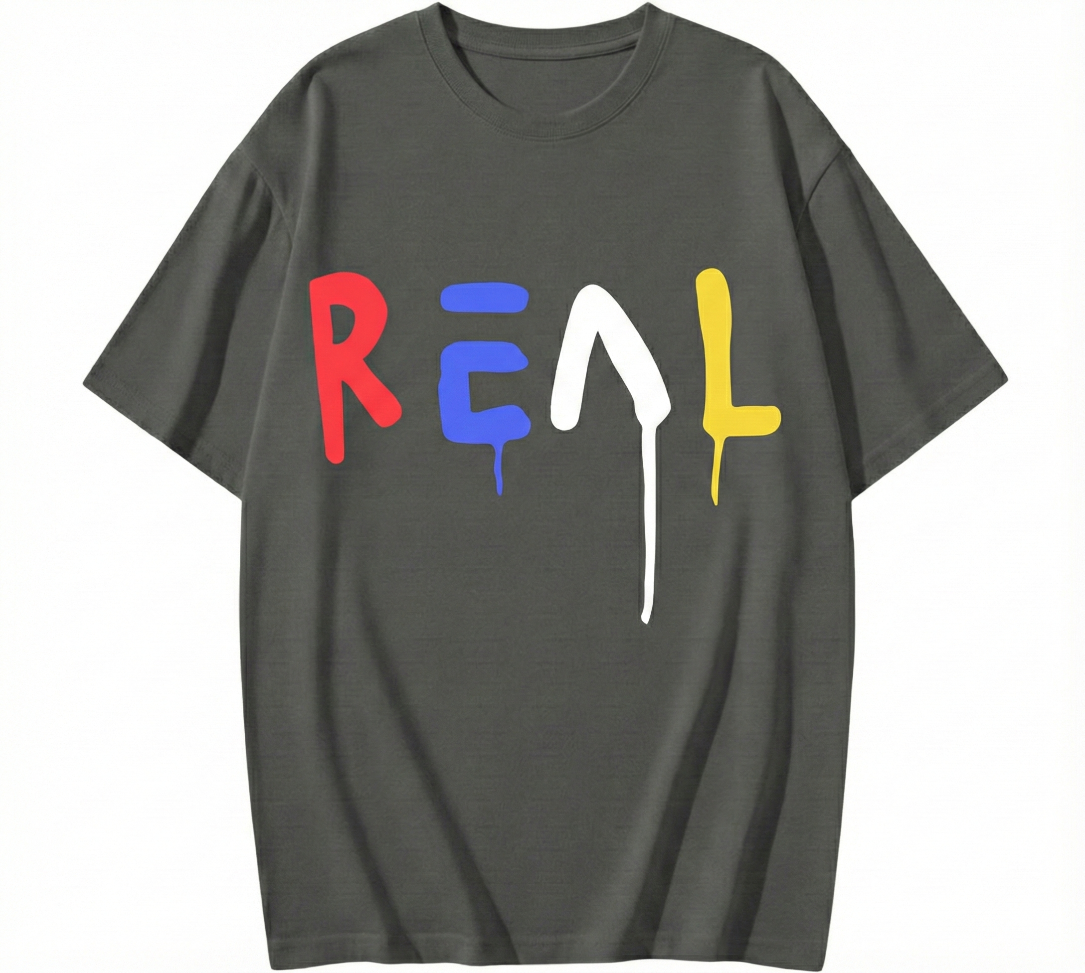 ELYON ATX "REAL" Graffiti Drip Graphic Tee | Colorful Urban Streetwear | Unisex T-Shirt | Vibrant Aesthetics | Soft 100% Cotton | Modern Artistic Design | Multiple Colorways