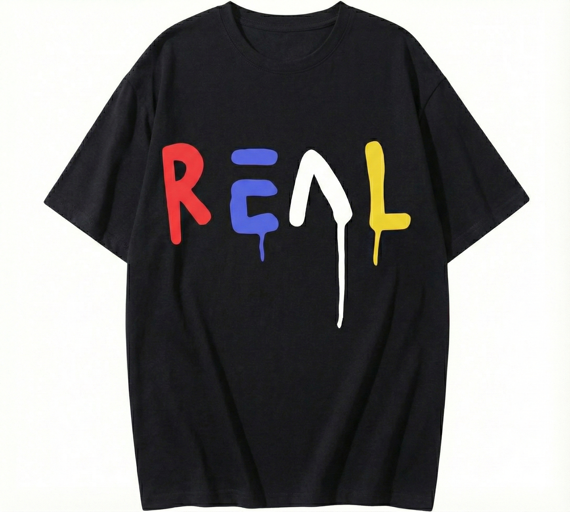 ELYON ATX "REAL" Graffiti Drip Graphic Tee | Colorful Urban Streetwear | Unisex T-Shirt | Vibrant Aesthetics | Soft 100% Cotton | Modern Artistic Design | Multiple Colorways