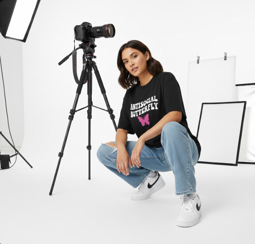 Antisocial Butterfly Oversized Graphic Tee Y2K Aesthetic Streetwear Unisex Cotton T-Shirt with Retro Wavy Font and Soft Breathable Fabric
