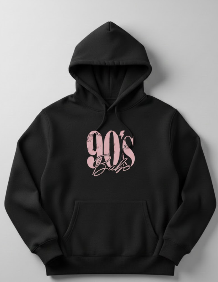 90's Babe Hoodie | Retro Vintage Aesthetic Sweatshirt | Cute 1990s Fashion Gift for Her | Soft Unisex Pullover | Y2K Style Streetwear