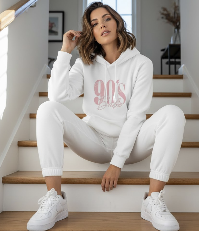 90's Babe Hoodie | Retro Vintage Aesthetic Sweatshirt | Cute 1990s Fashion Gift for Her | Soft Unisex Pullover | Y2K Style Streetwear