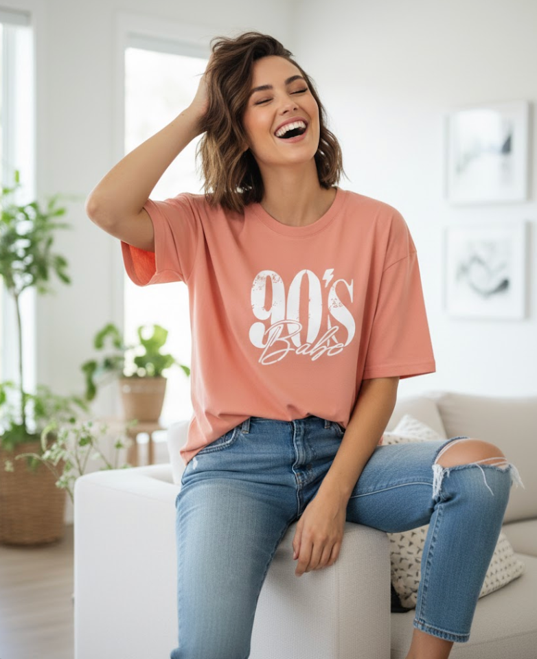 90's Babe T-Shirt | Retro Aesthetic Graphic Tee | Cute Vintage 1990s Clothes for Women | Soft Cotton Unisex Shirt | Y2K Summer Top
